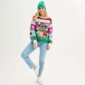 Kohl's Women Celebrate Together Pugmas Christmas Sweater LARGE